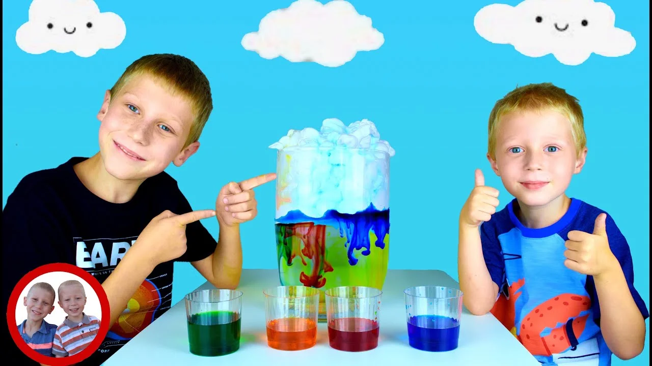 RAIN CLOUD IN A JAR educational experiment with Mike and Jake 
