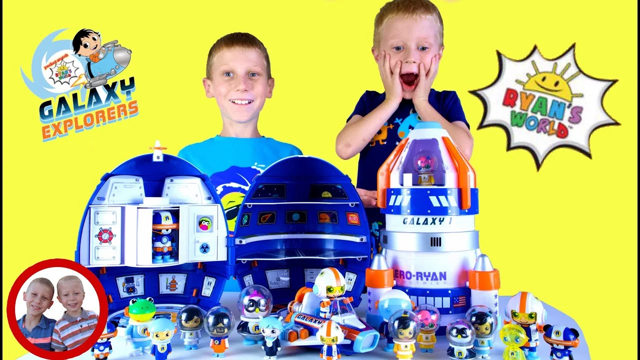 Mike and Jake Pretend Play with Ryan's World Galaxy Explorer and Mystery Adventure Playset for kids