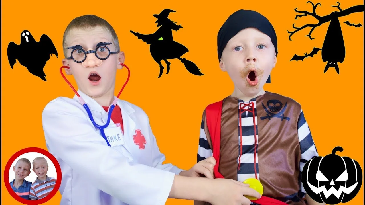 Too much Halloween candy!!! Mike and Jake pretend play 