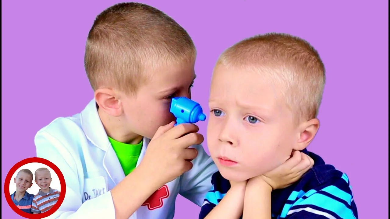 To much loud music! Mike and Jake pretend play doctor 