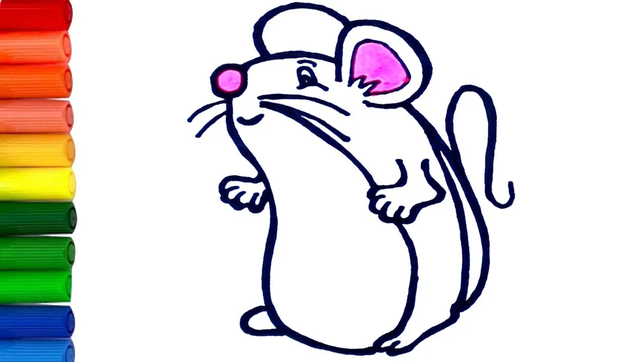 How to Draw and Color Cute Mouse 