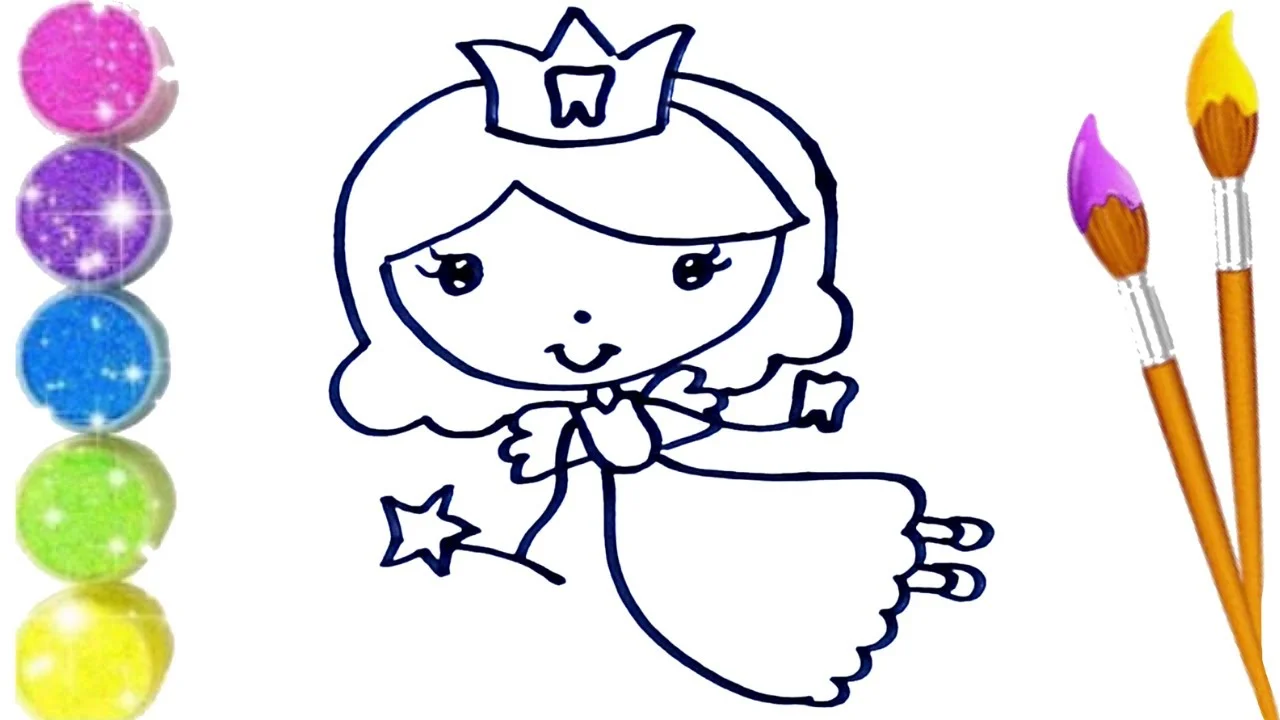 How to Draw, Paint and Color Cute Tooth Fairy 