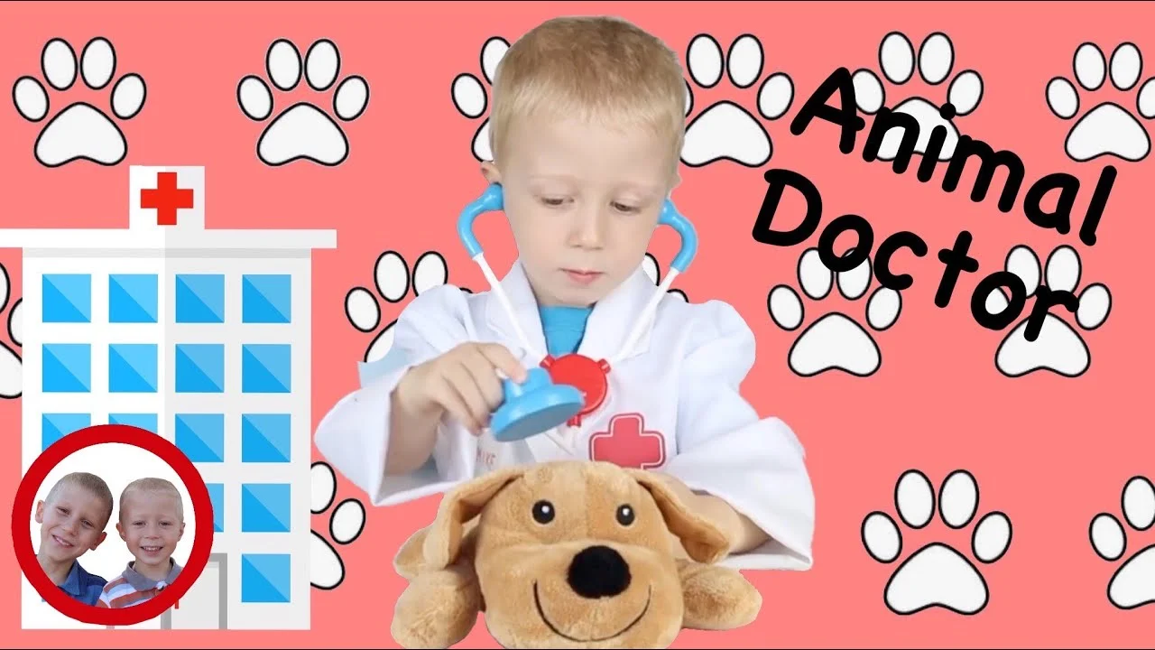 Sick puppy! Mike and Jake pretend play take Care of Pets 