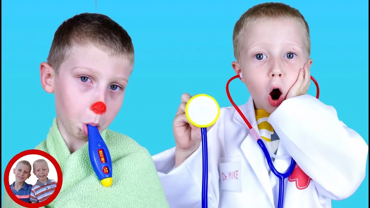 Jake is Sick!!! Mike and Jake pretend play with doctor kit