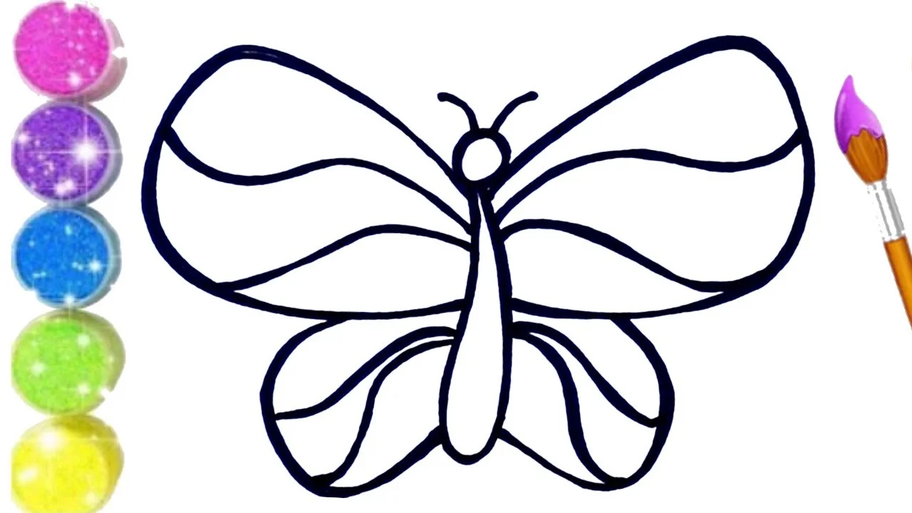 Rainbow Butterfly Drawing, Painting and Color