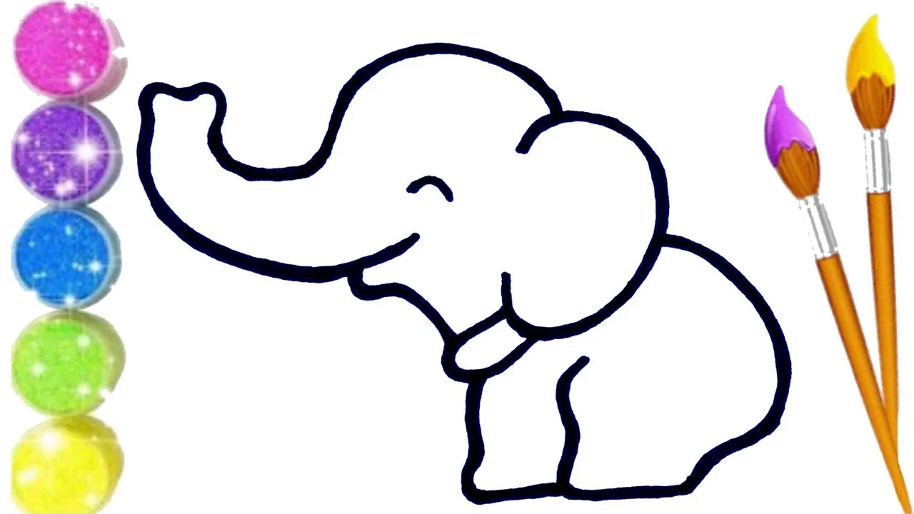 How to Draw, Paint  and Color Cute Elephant