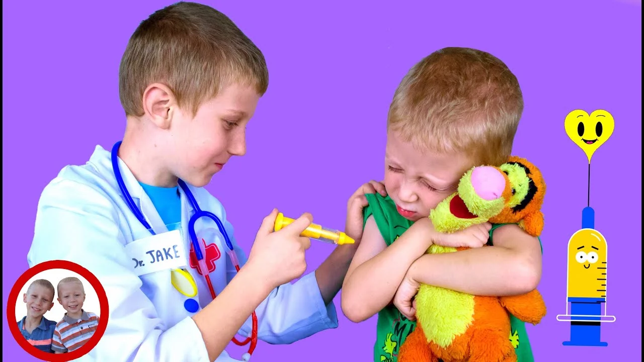 Vaccine time! Mike and Jake pretend play 