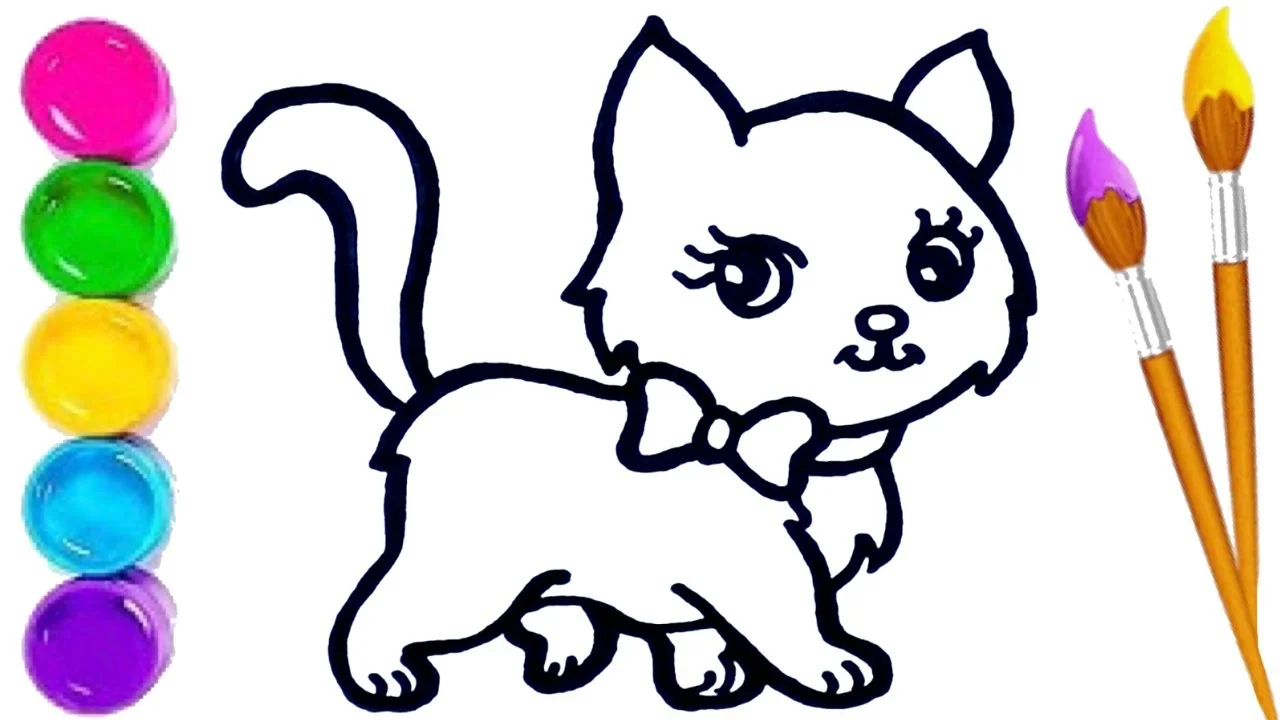 How to Draw and Color Cute Cat