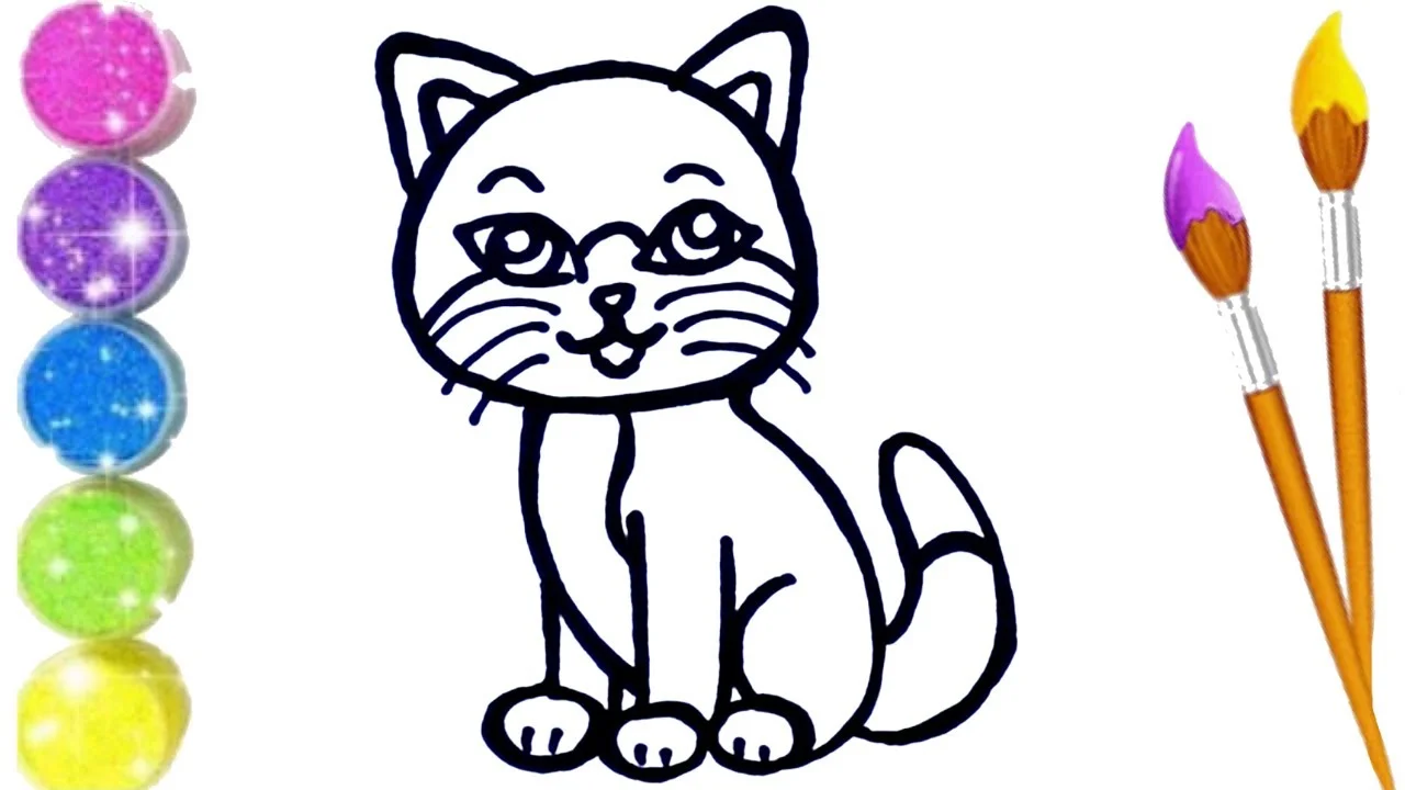 How to Draw, Paint  and Color Cute Cat