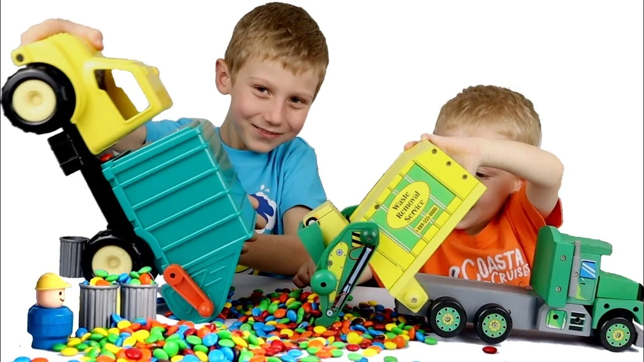 Garbage Trucks for Children! Mike and Jake Pretend Play with Toys Garbage Trucks