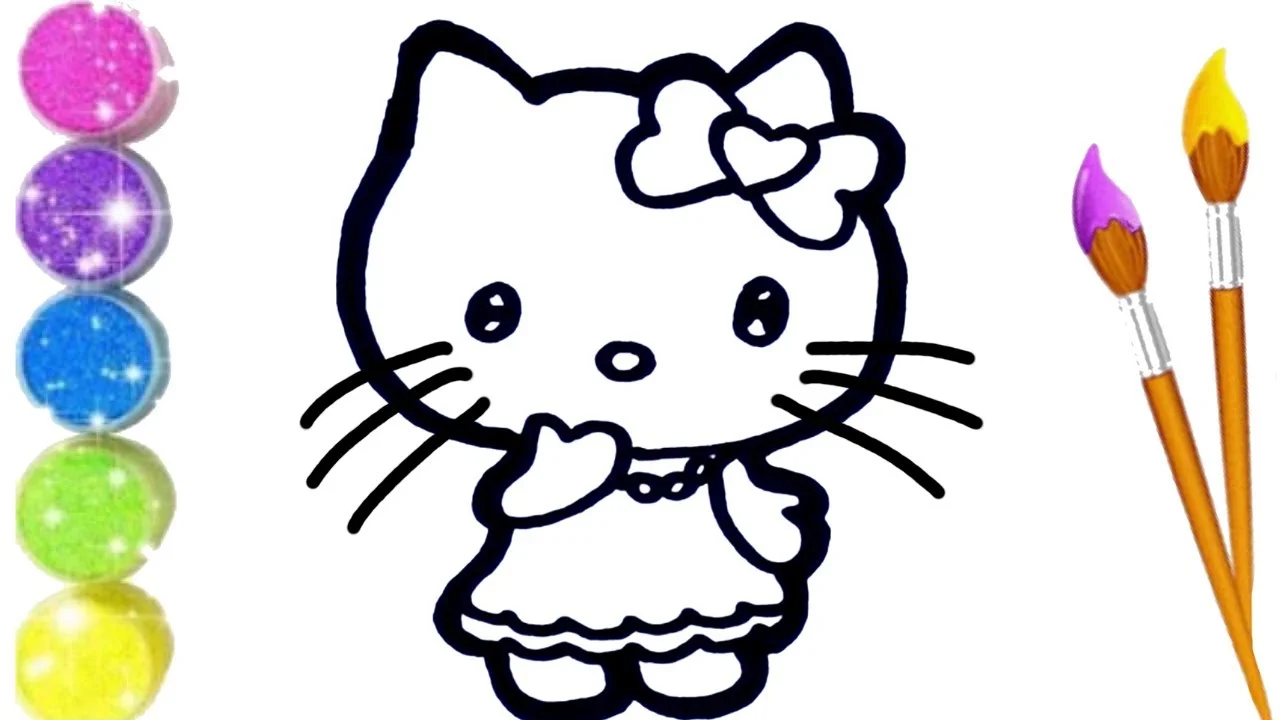 How to Draw, Paint  and Color Cute Hello Kitty
