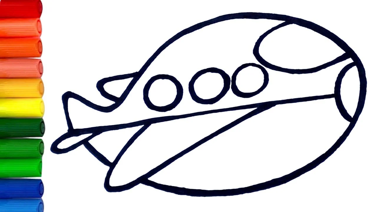 How to Draw and Color Cute Airplane 