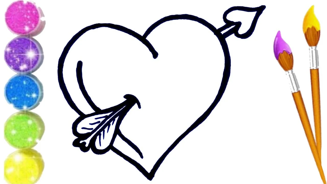 How to Draw, Paint  and Color Cute Heart 