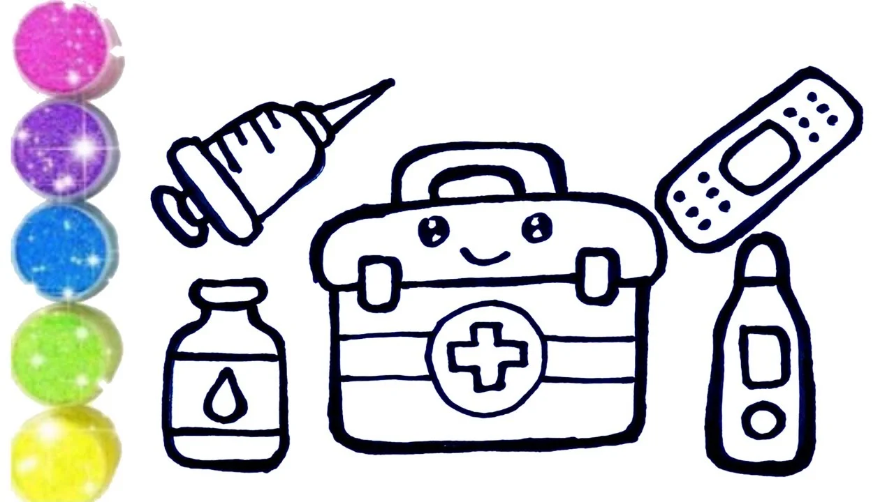 How to Draw, Paint  and Color Doctor Set Toys 