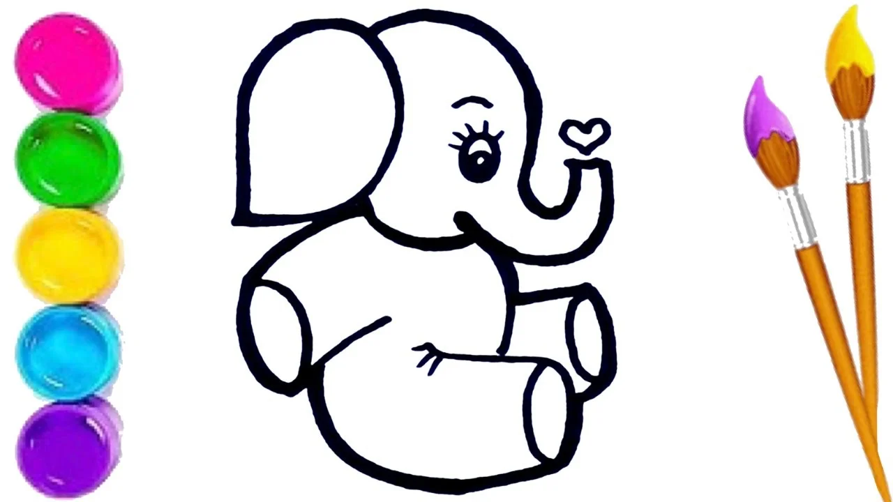 How to Draw and Color Cute Pink Elephant