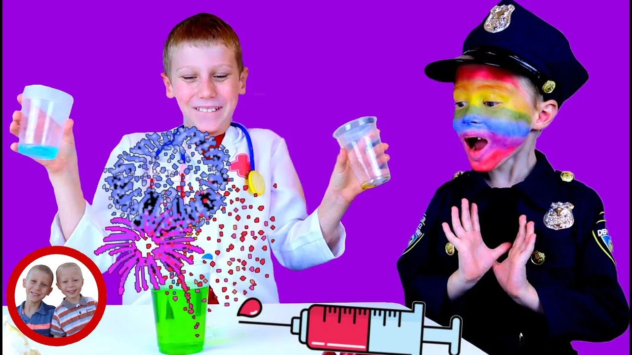 Rainbow Face! Mike and Jake pretend play doctor