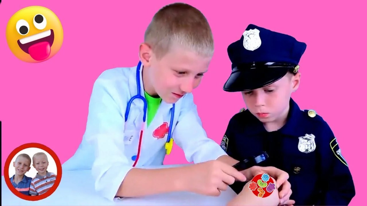 Knee problem. Mike and Jake pretend play 