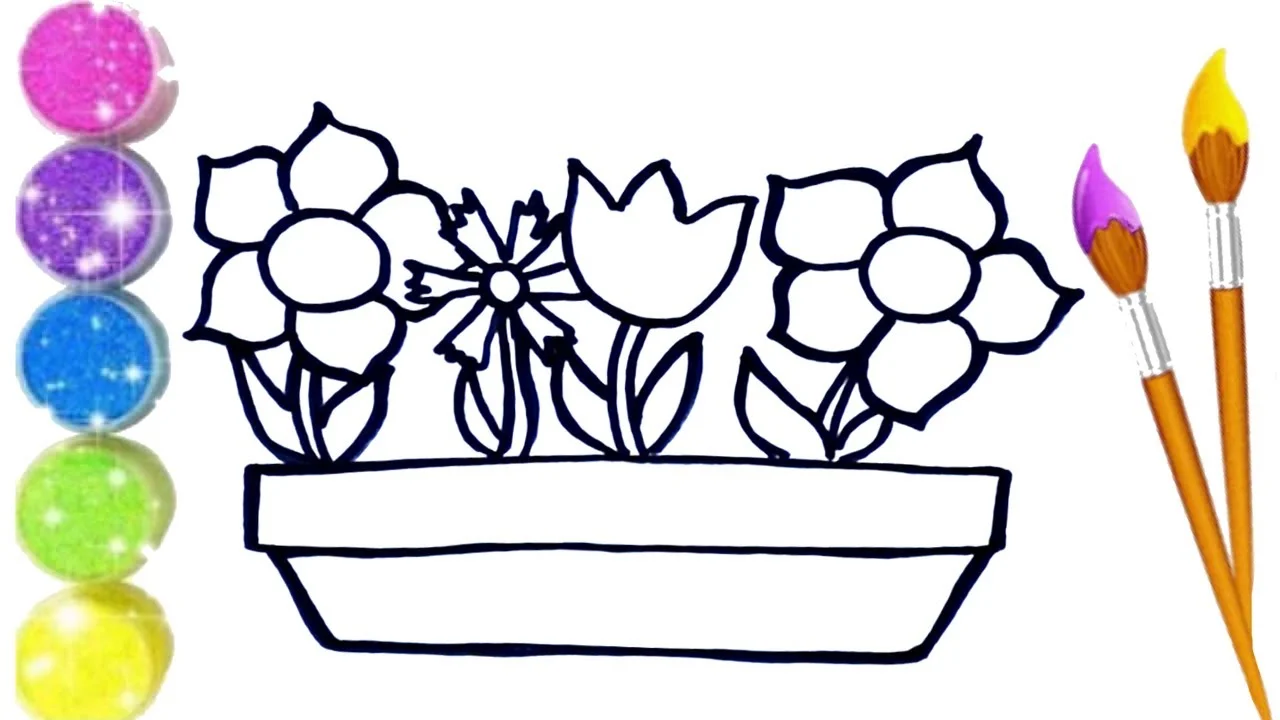How to Draw, Paint and Color rainbow flowers