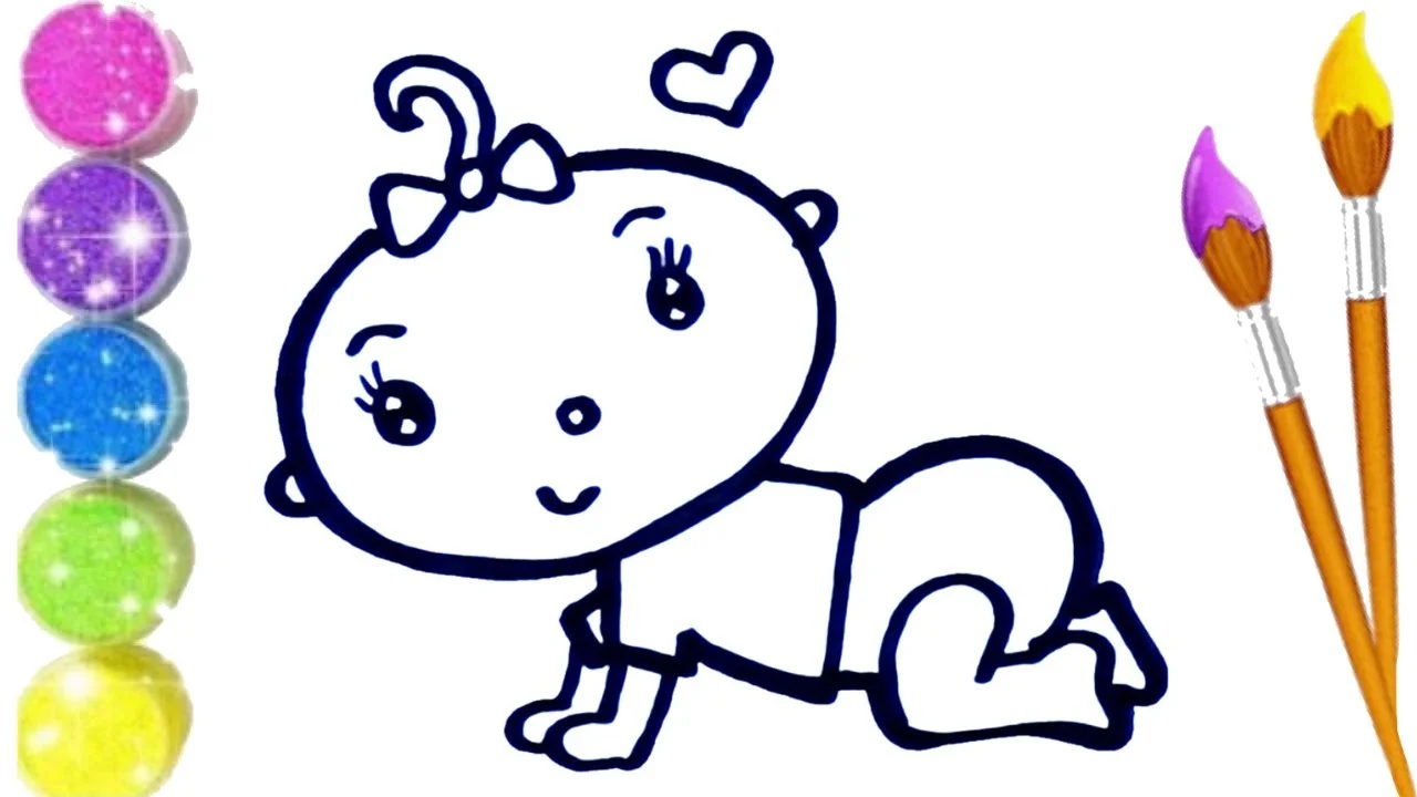 How to Draw, Paint  and Color Cute Baby 