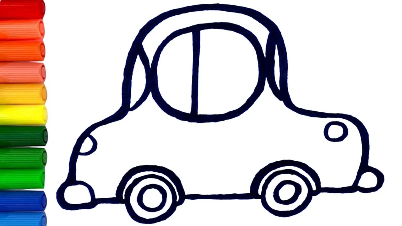 How to Draw and Color Cute Car for Kids 