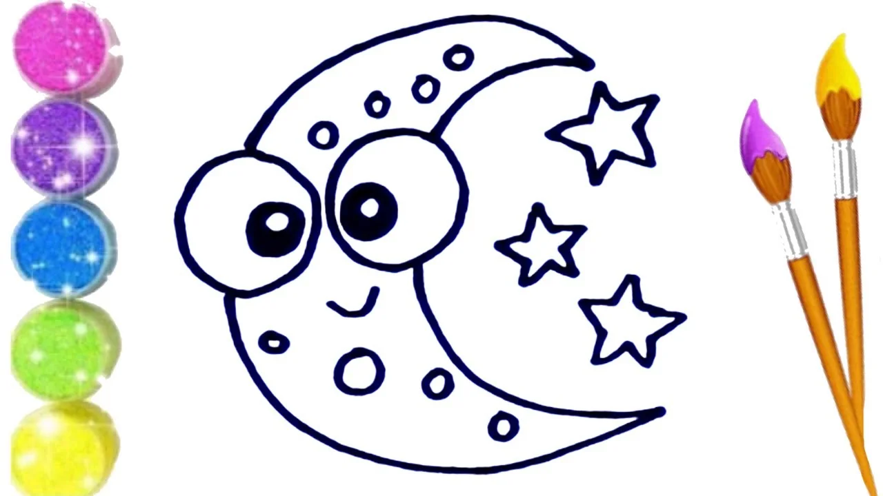 How to Draw and Color Cute MOON
