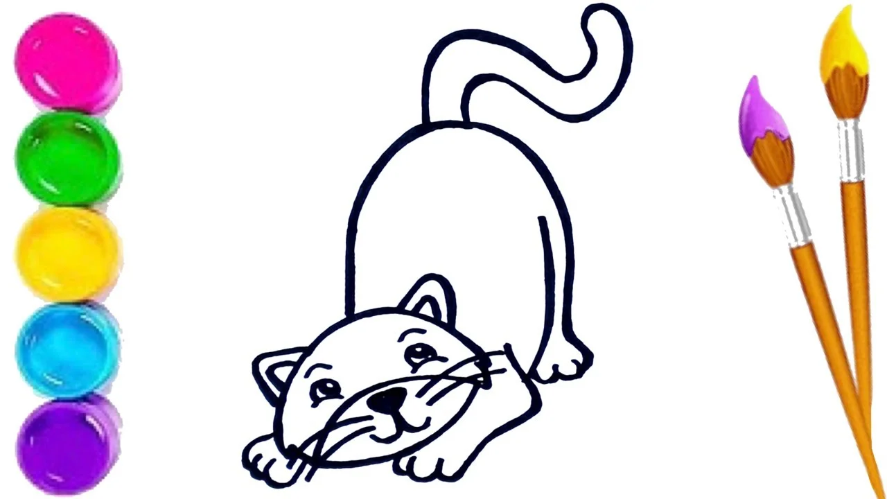 How to Draw, Paint  and Color Cute Cat