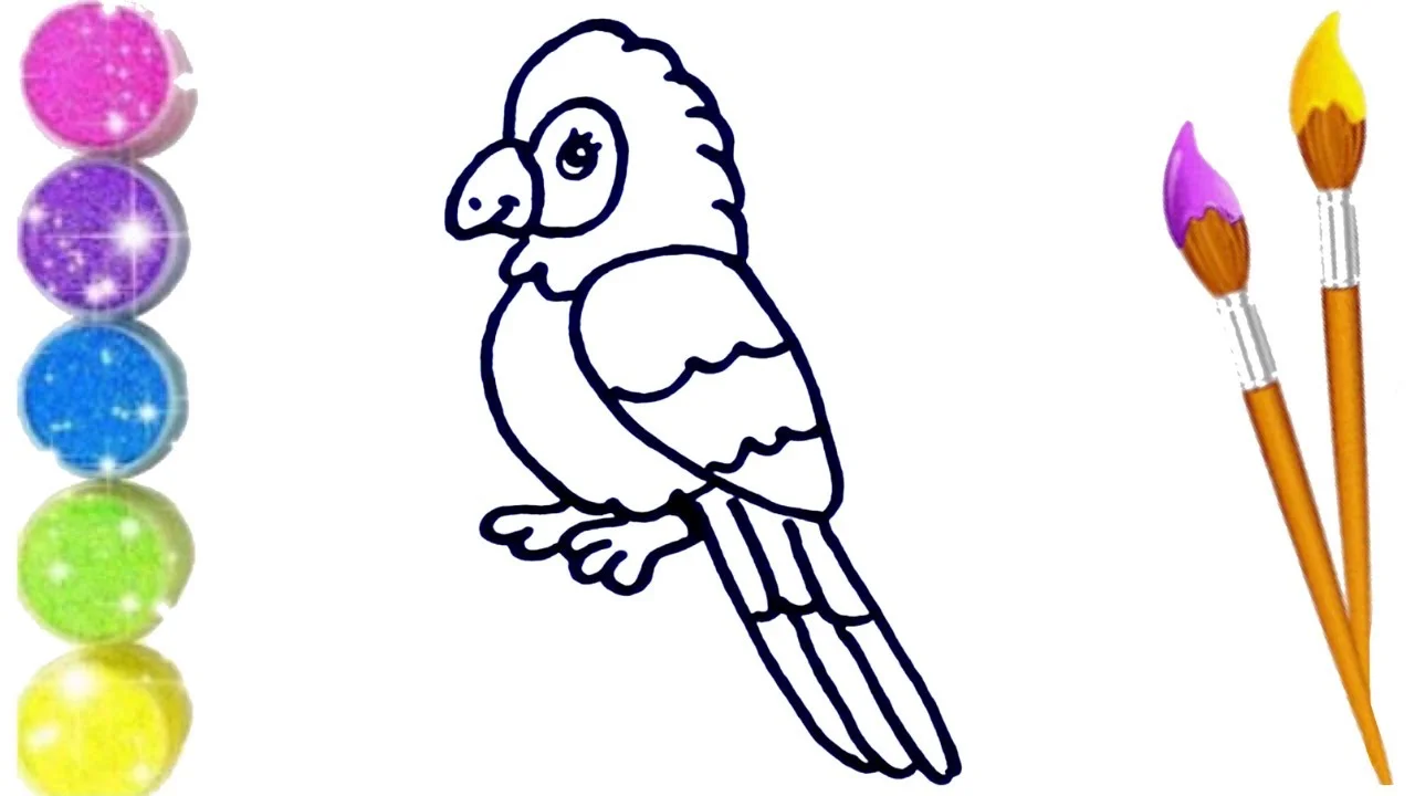 How to Draw, Paint and Color Parrot Bird 