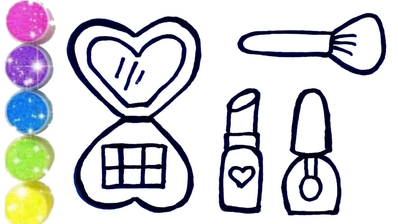 How to Draw, Paint  and Color Cute Makeup Set