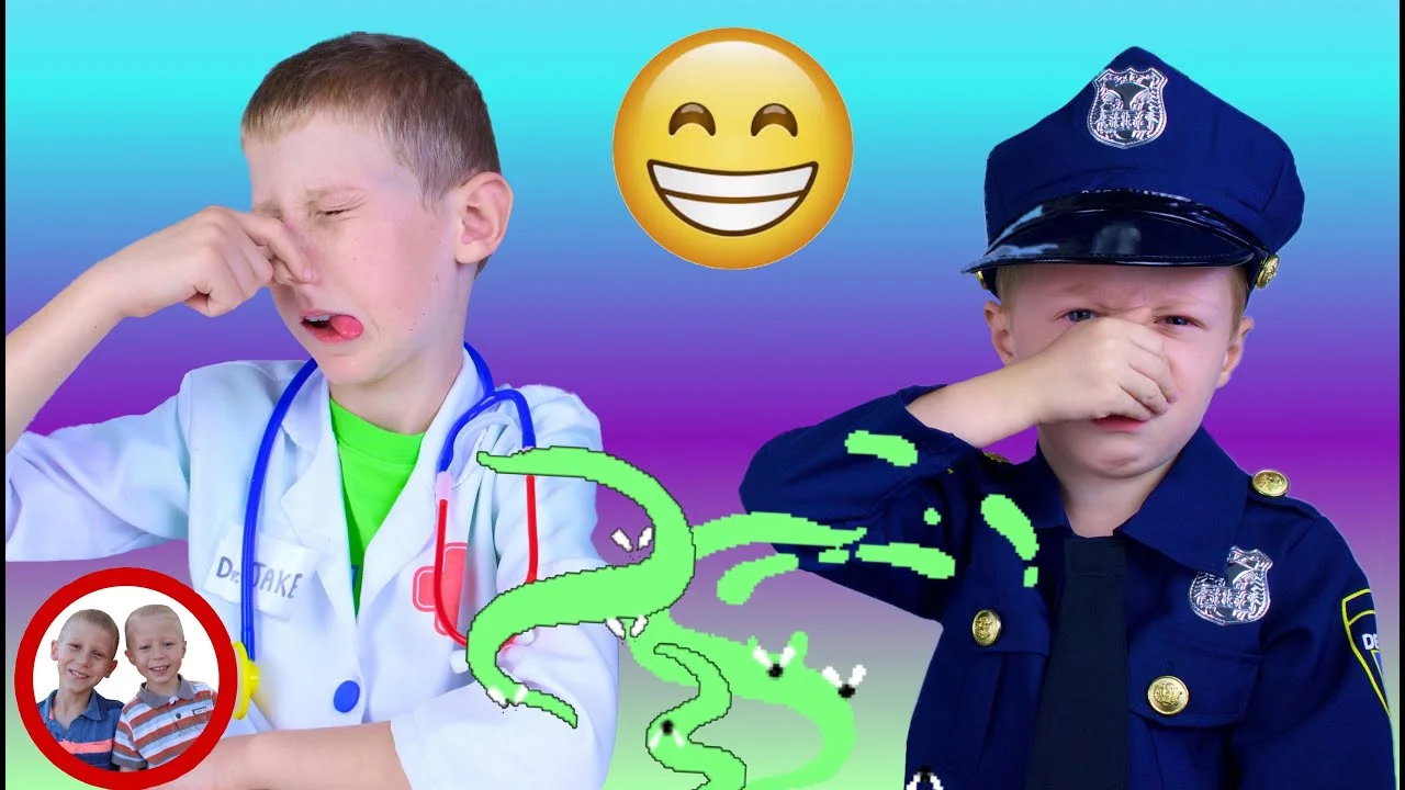 Stinky surprise! Mike and Jake pretend play with doctor set toys 