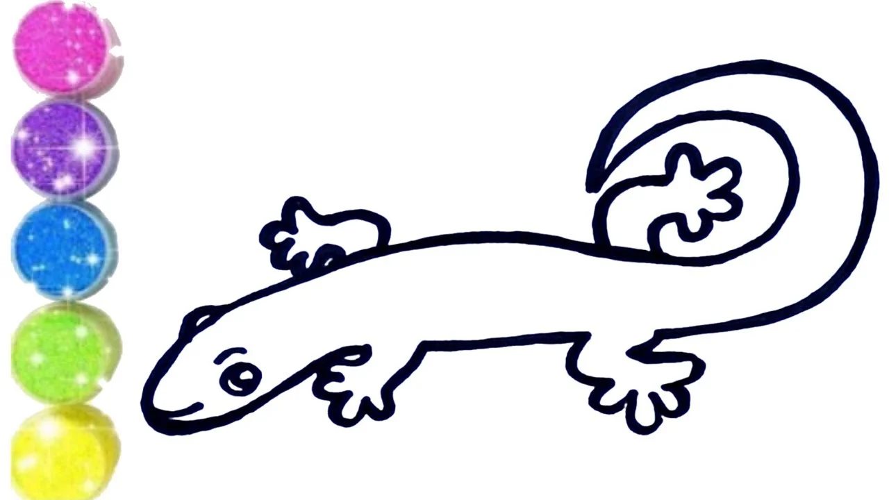 How to Draw, Paint  and Color Cute Lizard 