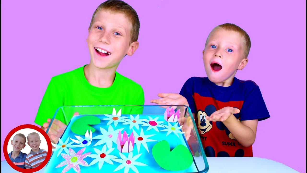 Blooming Flowers Trick. Science Experiment For Kids with Mike and Jake
