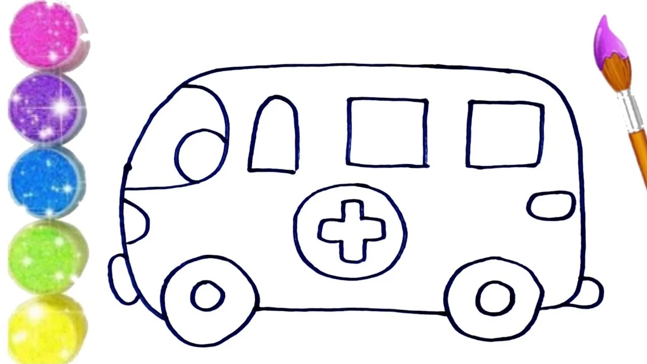 How to Draw and Color Cute AMBULANCE 