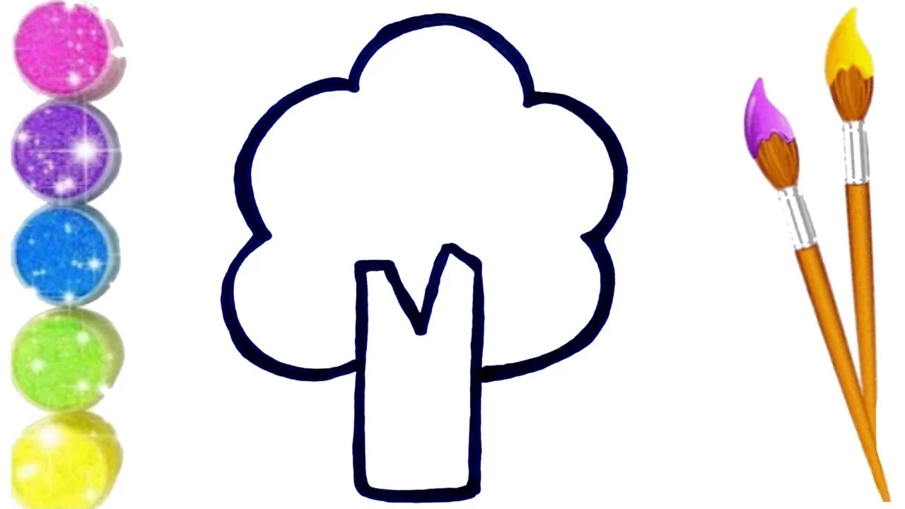 How to Draw, Paint and Color  Simple Tree 