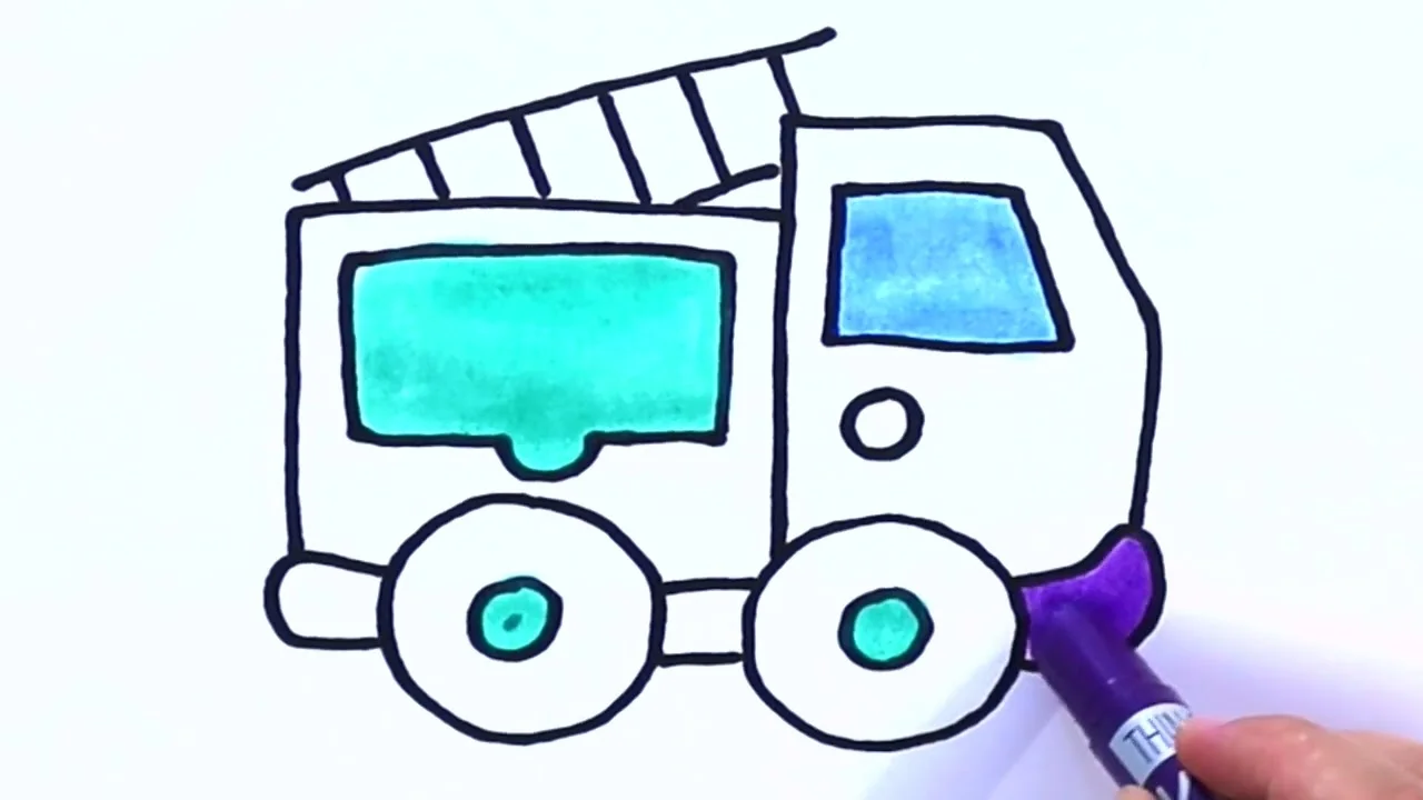 How to Draw and Color FIRE TRUCK 
